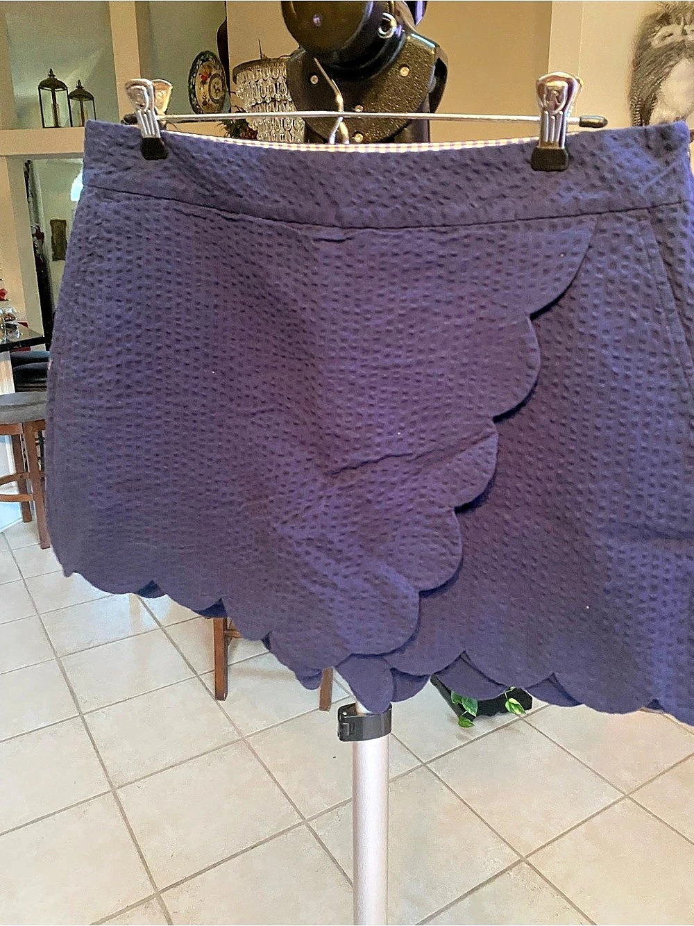 NWOT vineyard vines Seersucker Scallop Hem Shorts Skort Purple Size 8